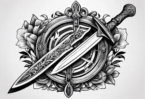 Dagger with hourglass inside tattoo idea