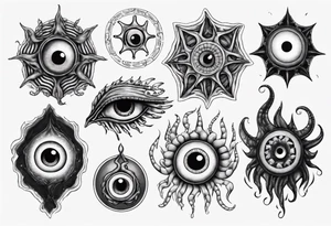 lovecraft them with eye and long tentacle tattoo idea
