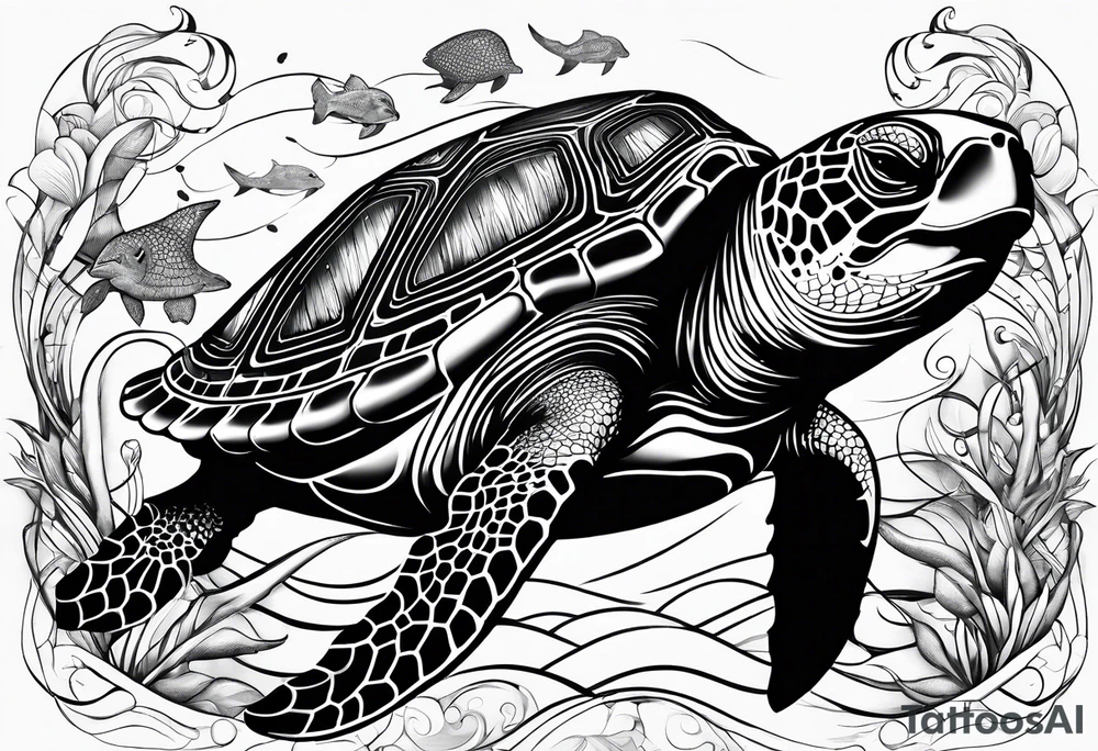 Add a turtle a manatee and a dolphin tattoo idea