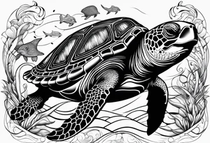 Add a turtle a manatee and a dolphin tattoo idea