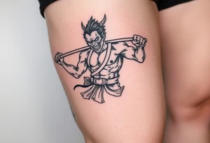 Sukuna from jujutsu kaisen lifting weights tattoo idea