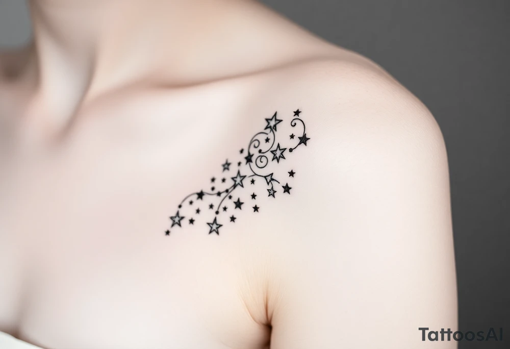 Cascade of stars swirl tattoo idea