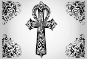 ankh mixed maori whole arm tattoo idea