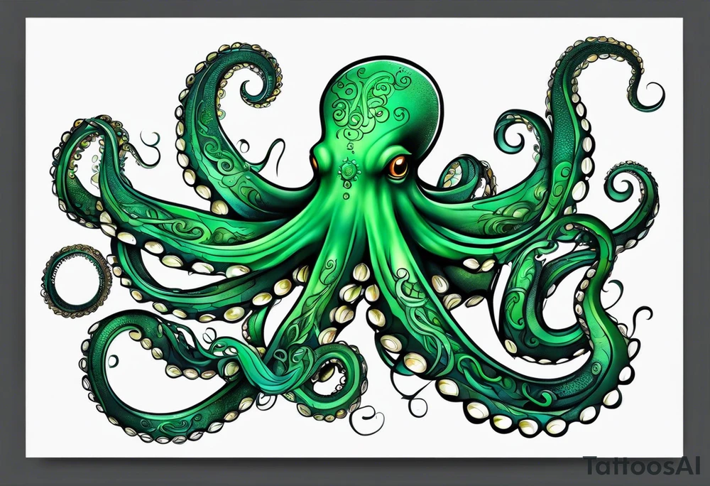 Electric octopus peaceful green tattoo idea