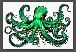 Electric octopus peaceful green tattoo idea