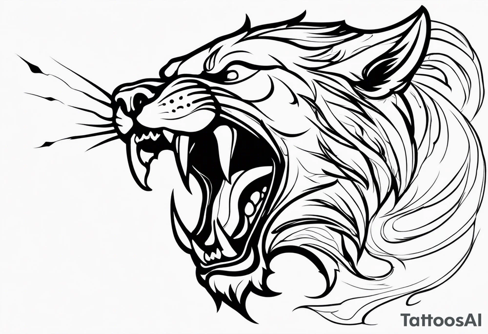 shadow beast with mouth open and smoke coming out tattoo idea