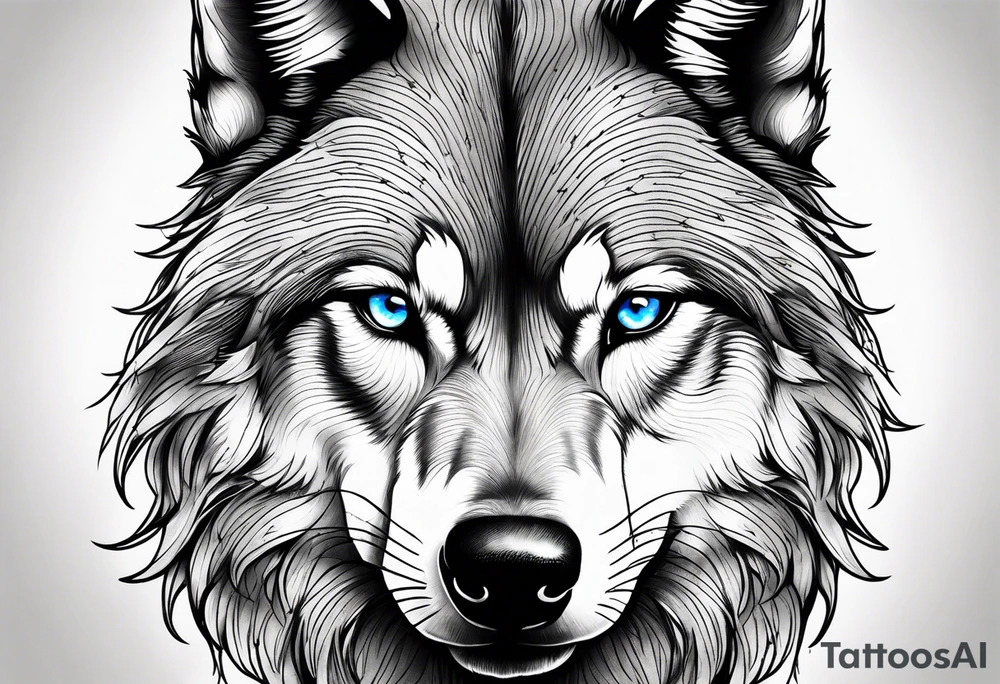 wolf with blue eyes tattoo idea