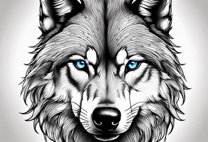 wolf with blue eyes tattoo idea