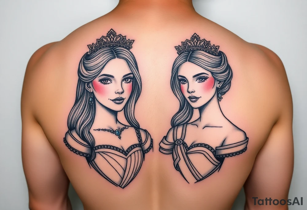 Two daughters as princesses tattoo idea