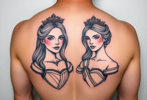 Two daughters as princesses tattoo idea