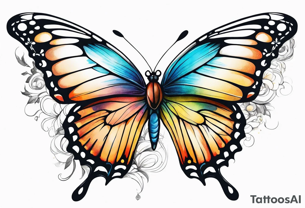 Beautiful butterfly. Flying.  very colorful and delicate tattoo idea