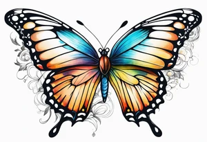 Beautiful butterfly. Flying.  very colorful and delicate tattoo idea