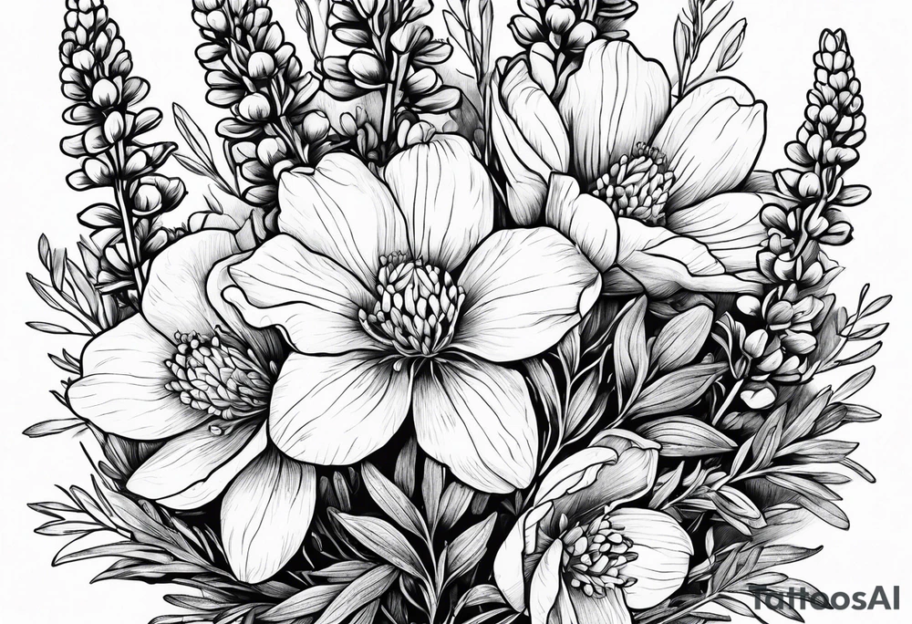 Bouquets of bluebonnets tattoo idea