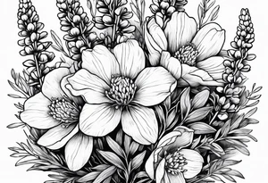 Bouquets of bluebonnets tattoo idea