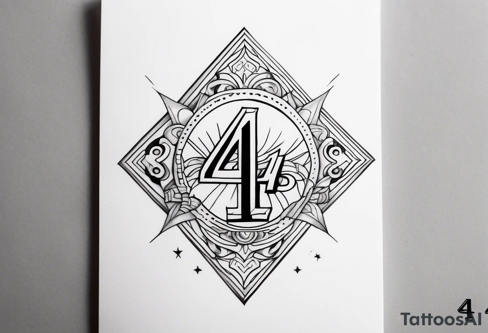 number 4 in a card tattoo idea