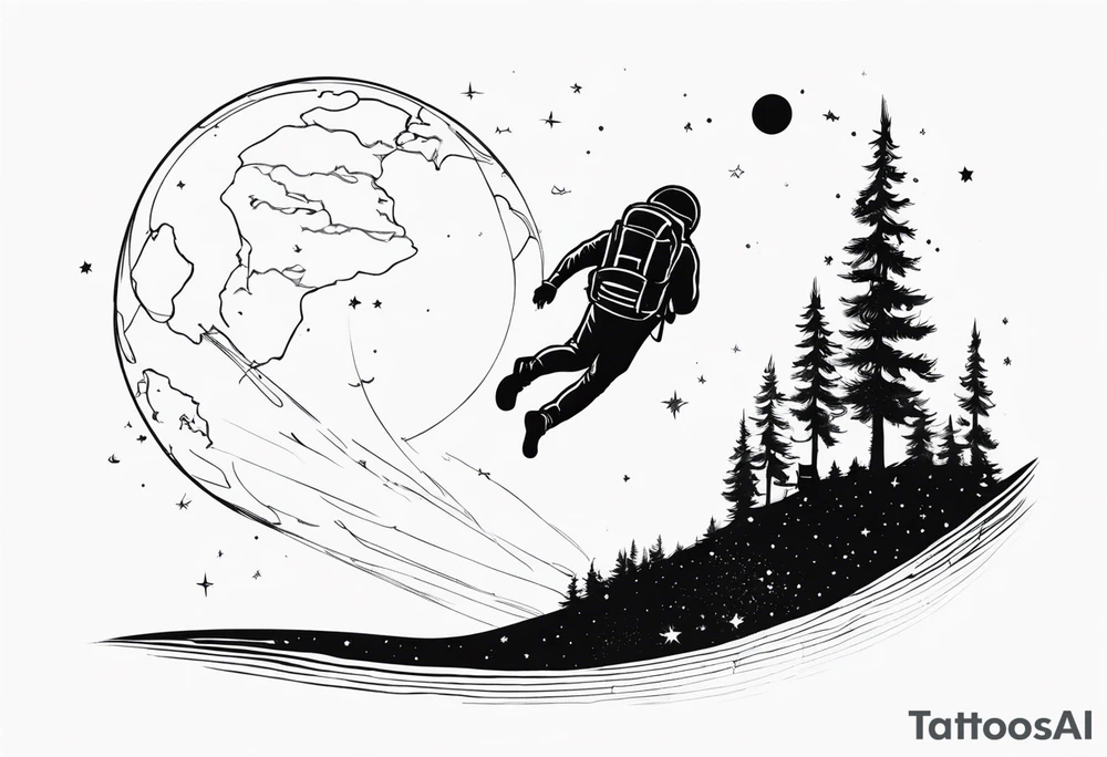 Man falling from space to earth tattoo idea
