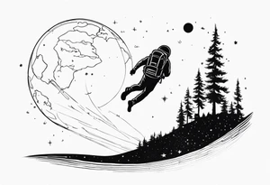 Man falling from space to earth tattoo idea