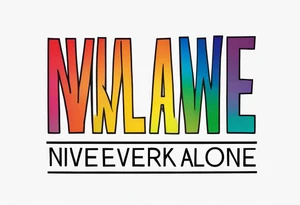 The words- "You never walk alone" in rainbow colors tattoo idea