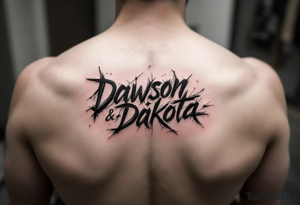 Dawson and Dakota names in a graffiti tattoo idea