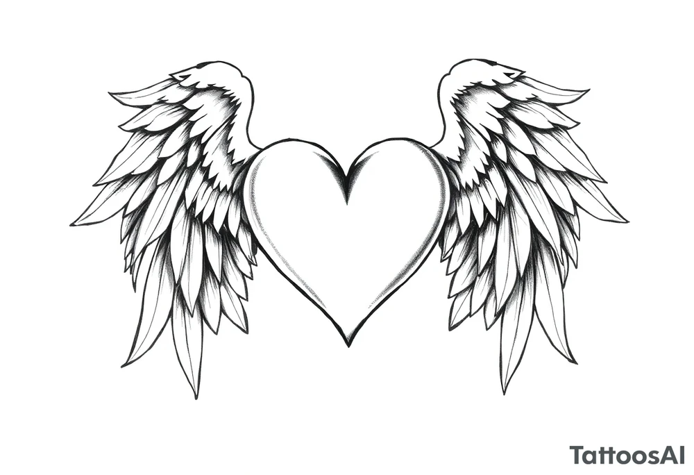 Heart and angel wings tattoo idea
