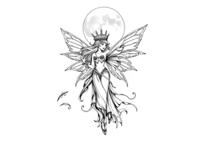 Fairy queen titania under the moon tattoo idea