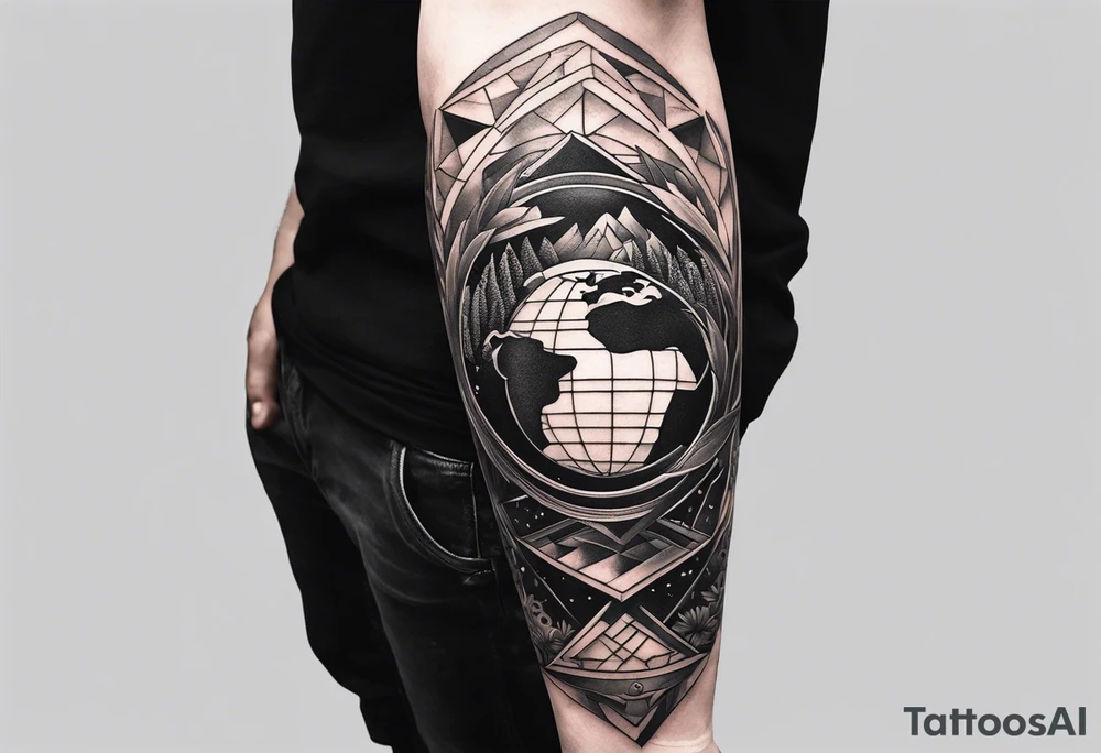tattoo of a young man carrying the earth at arm's length tattoo idea