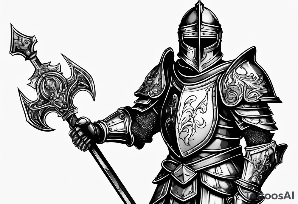 knight with heavy armor tattoo idea