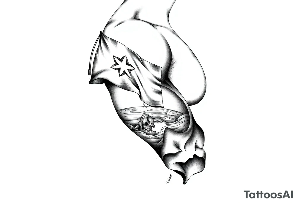pirate flag, sun rise, tattoo idea