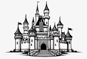 disney world castle with mickey mouse, martial arts, celtic symbol for family tattoo idea