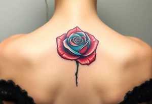 a rose with 3 colors, ruby as the base, aquamarine as the next layer and tourmaline as the middle tattoo idea