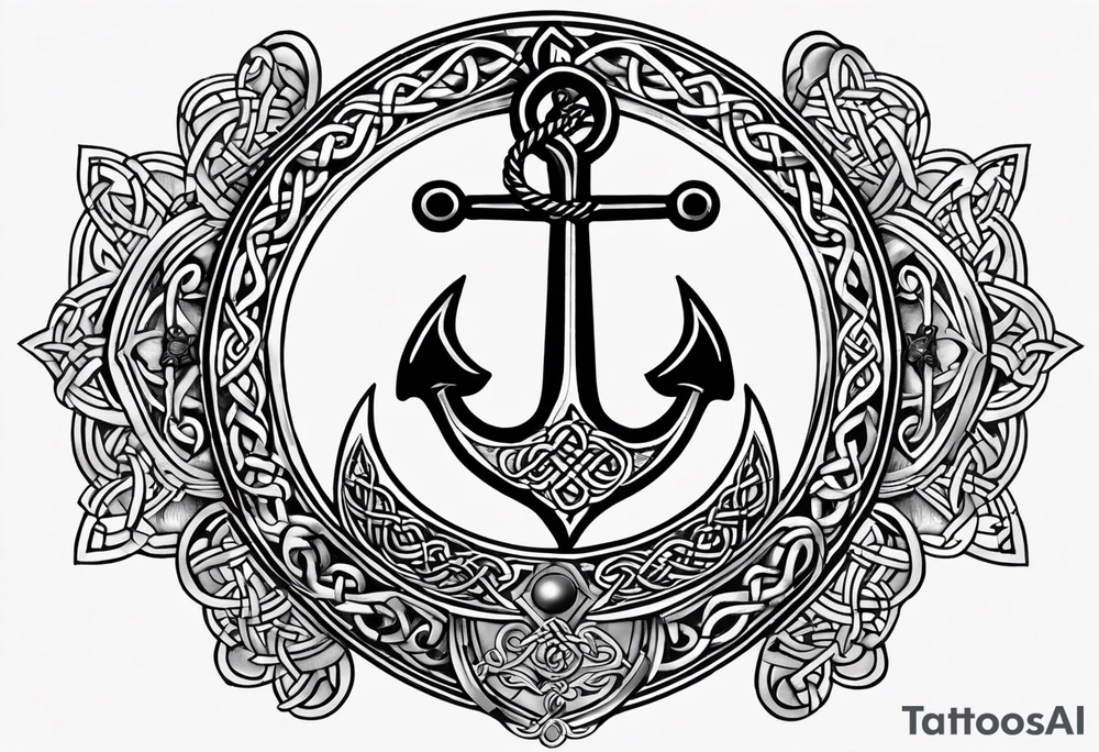 Celtic styling, anchor, compass, bass clef note, treble clef note, dog paw print, half sleeve, forearm tattoo idea