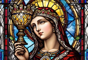 holy saint barbara stained glass holding a chalice tattoo idea