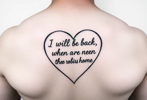 heart outline with the Words "I will be back when the robins come home" use the words as the outline tattoo idea