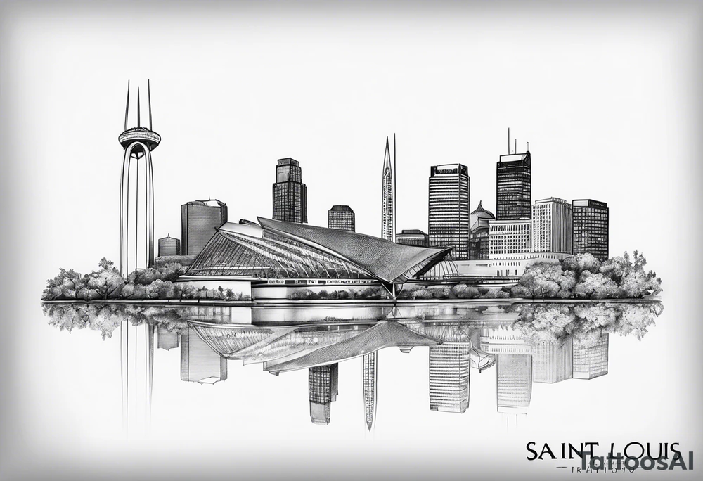 saint louis skyline sleeve with cardinals tattoo idea