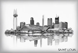 saint louis skyline sleeve with cardinals tattoo idea