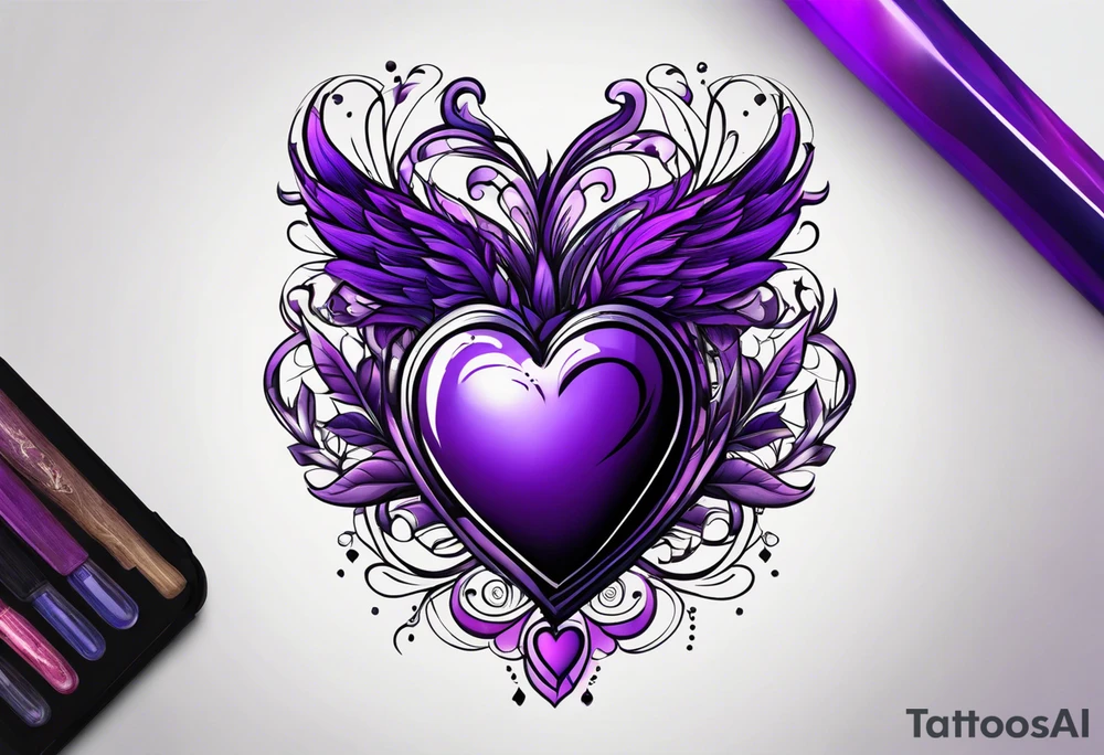 Purple heart with fingerprint tattoo idea