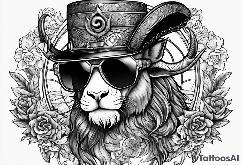 capricorn with sunglasses and a gun tattoo idea