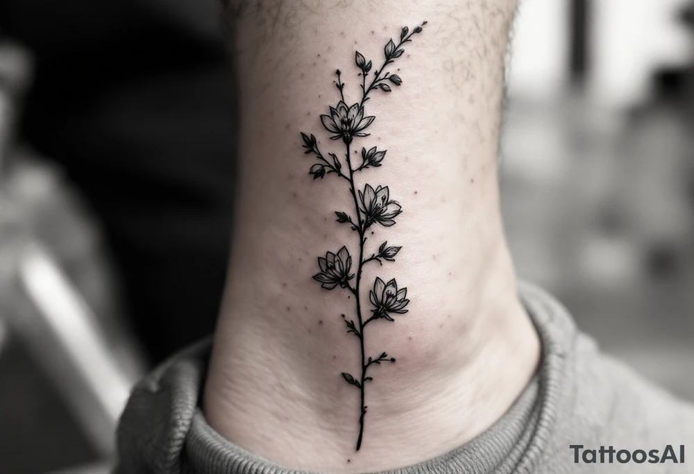 design very minimal Spring tatoo vertically for ankle tattoo idea