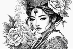 small ornate woman warrior floral  tattoo tattoo idea