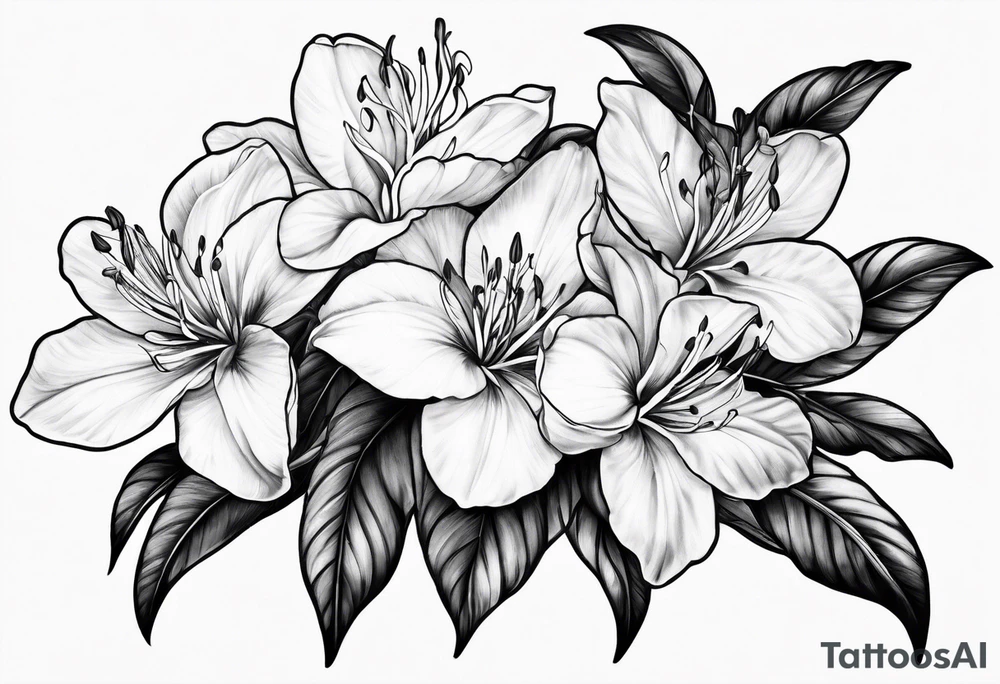 5-petal azaleas along a long branch tattoo idea