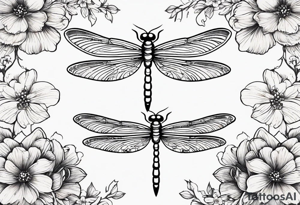 Dragonflies and flowers tattoo idea