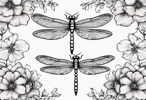 Dragonflies and flowers tattoo idea