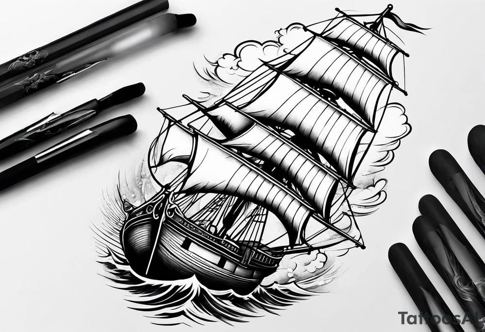 bateau, phare maritime, phoenix et lune bleu. tattoo idea bateau, phare maritime, phoenix et lune bleu. tattoo idea