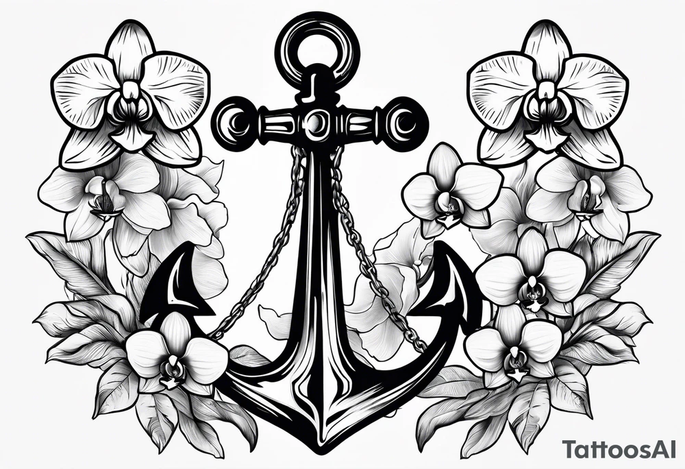 An anchor and orchids tattoo idea