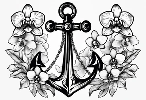 An anchor and orchids tattoo idea