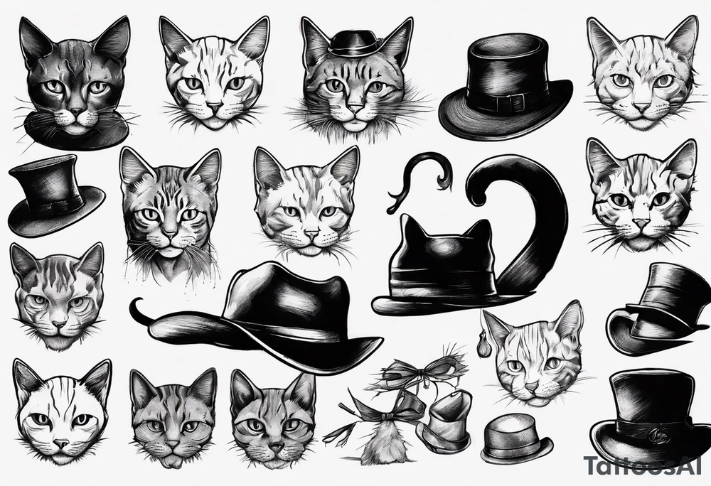 bkac cat with a hat tattoo idea
