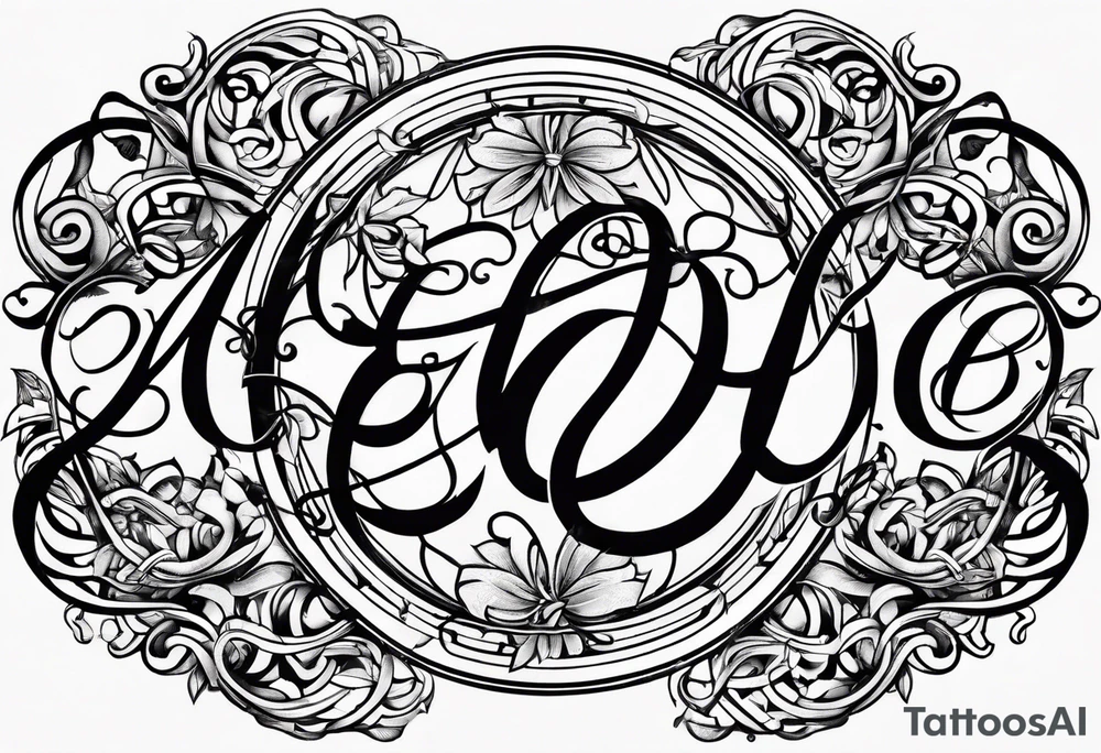 The intertwined script E with looping details in circular design tattoo idea The intertwined script E with looping details in circular design tattoo idea