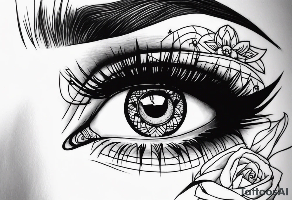 Sad girl Gothic eyes rolled back stigmata tattoo idea