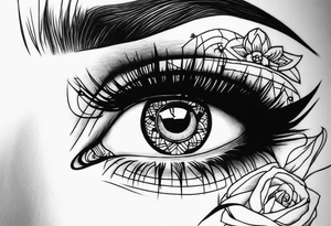 Sad girl Gothic eyes rolled back stigmata tattoo idea