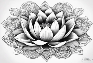 2006 lotus flower clouds cross tattoo idea